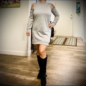 Open Sleeve grey sweatshirt dress /top